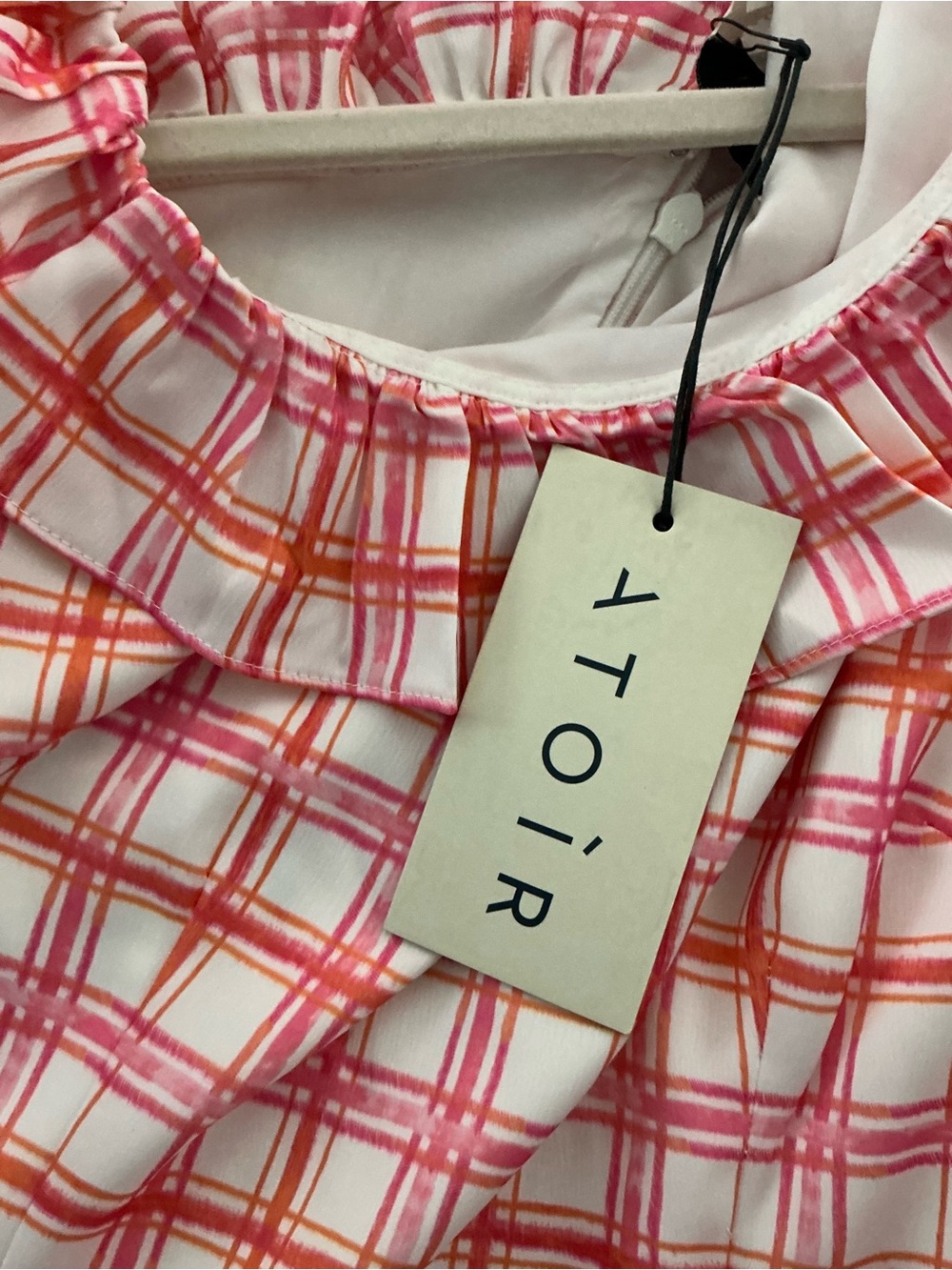 ATOIR One-Shoulder Pink Plaid Ruffle Mini Dress. SIZE S/8 NWT’S American Size 4 - Picture 6 of 7